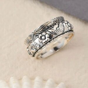 Sterling Silver Fish Concave Spinner Ring